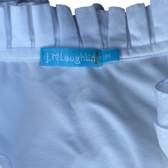 J. McLaughlin Catalina Top Ruffle Neck White Sleeveless Stretch Tank Size Medium - Picture 3 of 7